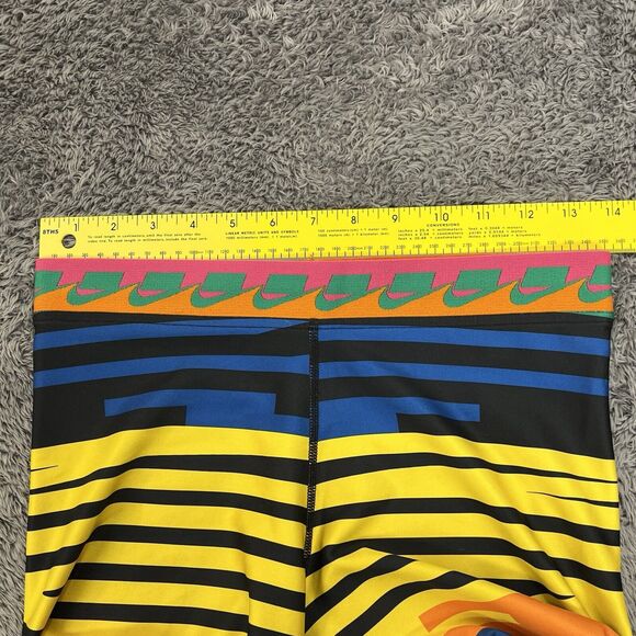 Nike Leggings Womens Small Black Rainbow Striped Athletic Ankle Stretch - Picture 6 of 12
